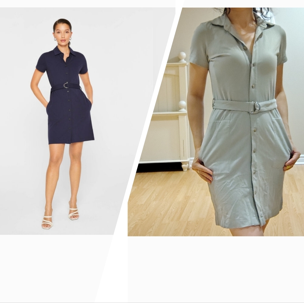 Club Monaco Women's Button Down Dress With Belt - Olive